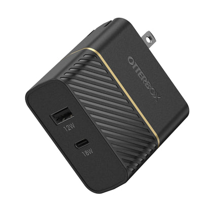 OtterBox Wall Charger 2 Ports 30W - 1x18W USB-C & 1x12W USB-A Rugged - Black