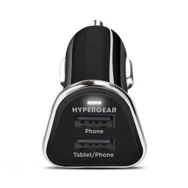 HyperGear HyperGear Car Charger 2 Port USB-A 3.4 Amp Rapid Charge - Black (UPC: 633755142451) – Image 2