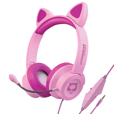 HyperGear HyperGear Gaming Headset with Boom Mic Kombat Kitty Safe Volume and Mute Controls with Kitty Ears 3.5mm Portable