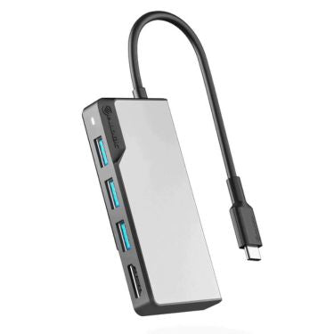 Alogic Hub 5-in-1 USB-C 3x USB-A 3.1 HDMI 4K Ultra HD USB-C 100W Power Pass Through  Fusion Core - Space Grey