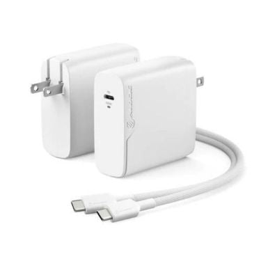 Alogic Alogic Wall Charger 1 Port 100W GaN PD USB-C with 6ft USB-C to USB-C Cable Foldable Prongs Rapid Power - White (UPC: