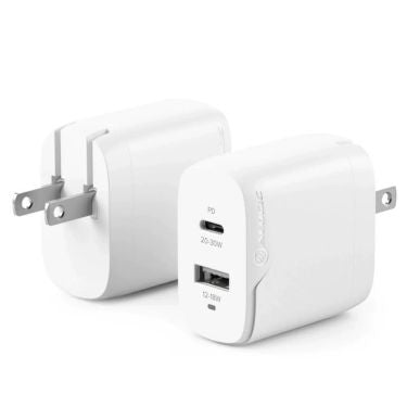 Alogic Wall Charger 2 Port 40W GaN PD 1x USB-C (20W-30W) 1x USB-A (12-18W) Rapid Power - White