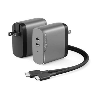 Alogic Alogic Wall Charger 2 Port 68W GaN PD 2x USB-C (50-60W + 18W)& 6ft USB-C to USB-C 100W Cable - Grey (UPC: