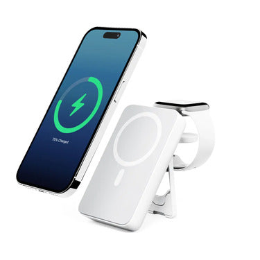 Alogic Qi Charging & Powerbank Lift 10000mAh 4-in-1 Fast Charging (1x USB-C 1x USB-A Qi 15W Apple Watch Charging 3W) with Kickstand MagSafe - White
