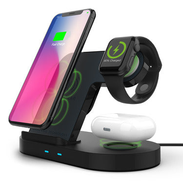 HyperGear HyperGear Wireless Charging Stand 3 in 1 Charge Phone AirPods & Watch (Watch Charging Cable not included) 10W Max