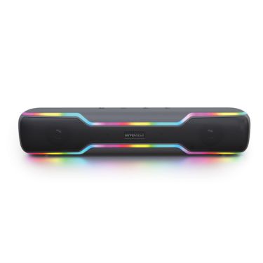 HyperGear Speaker Bluetooth 20W Sound Bar Style Dynamic Bass 6 Mode LED Lighting HyperBeam Aux-In USB & microSD Inputs Built in Mic - Black