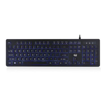 Adesso Adesso Keyboard Wired 2x Large Print Illuminated LED Backlight 104 Keys Water Resistant PC - Black (SKU: 53437)