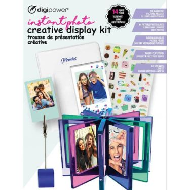 Digipower Vlogging Instax Photo Creative Display Kit Includes 64 pic Photo Album 10 Magnetic Picture Frames Floating Sparkles Picture Frame Photo Clip Stand 3D Stickers Sheet