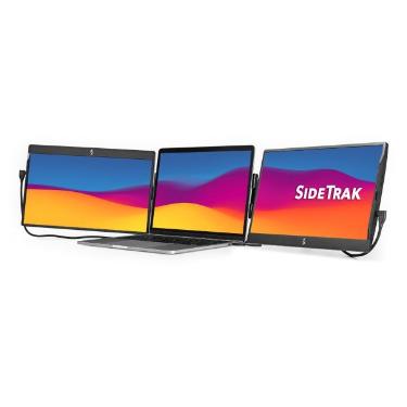 SideTrak Laptop Monitor 12.5in 2-PACK Triple Swivel Portable Monitor Rotate 360 Deg Attach to Laptop Kickstand HDMI & USB-C Cables PC/MAC/Chrome - Black