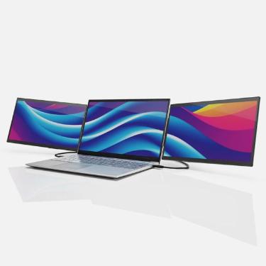 SideTrak Laptop Monitor 13.3in 2-Pack Triple Swivel Pro Touch Portable Monitor Rotate 360 Deg Attach to Laptop Kickstand HDMI & USB-C Cables PC/MAC/Chr
