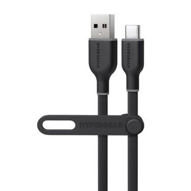 HyperGear Charge & Sync USB-C to USB-A Flexi Pro Cable 6ft 18W Fast Charge 480Mbps High Speed - Soft Touch Silicone - Black