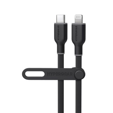 HyperGear Charge & Sync PD Lightning MFI to USB-C Flexi Pro Cable 6ft PD up to 60W Fast Charge 480Mbps High Speed - Soft Touch Silicone - Black