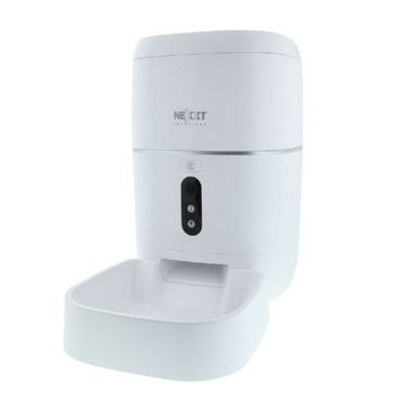 Nexxt Smart Home Wifi Pet Feeder 2K Webcam Scheduled Feedings & Portions 2 Way Communication Voice Recorder Night & Motion Sensor with Webcam - White
