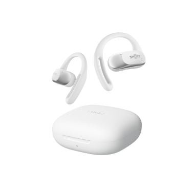 Shokz OpenFit Air White Bluetooth Headset Smart Mic Around Ear Air Conduction - OpenBass - Water Resistant IP54 - 28Hr Battery Life