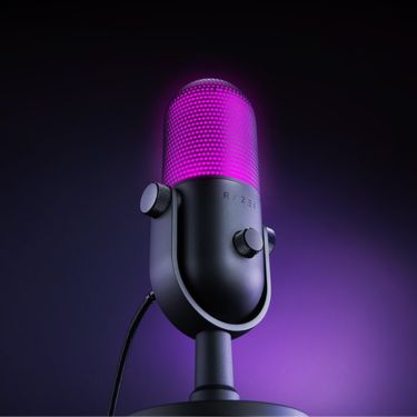 Razer Gaming Microphone Seiren V3 Chroma Supercardioid Condenser Mic Multi-Function Tap to Mute Sensor Game Reactive Lighting - Black