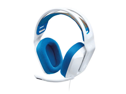 Logitech Gaming Headset G335 with Boom Mic Light Weight Suspension Headband 3.5mm Soft Memory Foam Pads - Blue & White