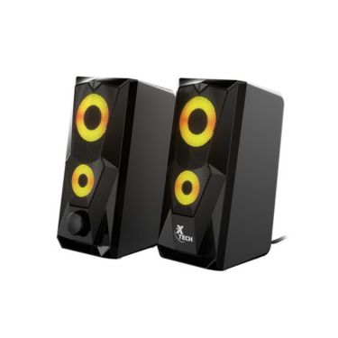 Xtech Computer Gaming Speakers FireShot 2.0 Stereo 6W USB Multimedia with LED Lights, includes 3.5mm Cable for Aux Input - Black