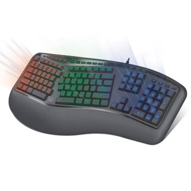 Adesso Adesso Keyboard (Bilingual) Wired Tru-Form 150 Ergonomic Multimedia Large Print 3 Colour LED Integrated Palm Rest -