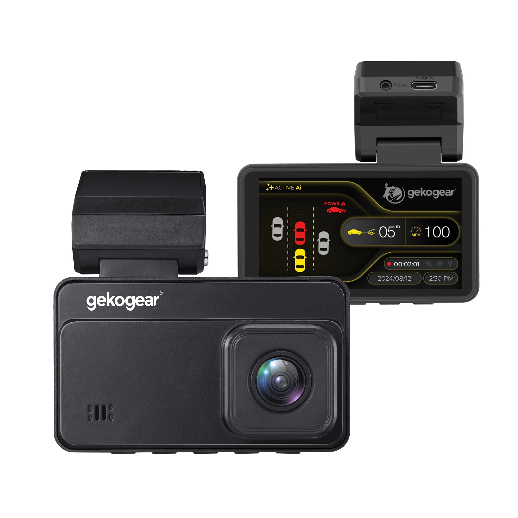 myGEKOgear myGEKOgear Dashcam - Orbit D220 Dual Front (2K HD) & Rear (1080p) 140 Degree Wide Angle G-Sensor 32GB MicroSD