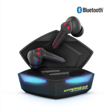 HyperGear Gaming Earbuds Bluetooth CobraStrike Passive Noise Cancelling 25Hr Playtime Built in Mic Touch Sensor Controls Charging Case - Black