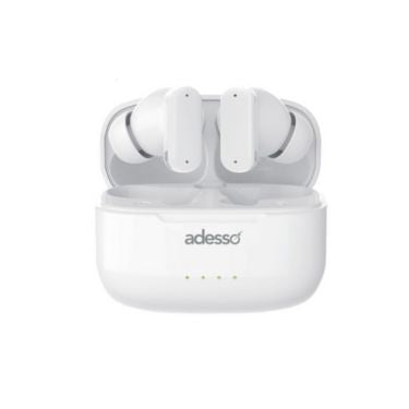 Adesso Adesso Earbuds Bluetooth with ANC and Mic Wireless Charging with Case 7Hr Playtime - White (UPC: 783750011013)