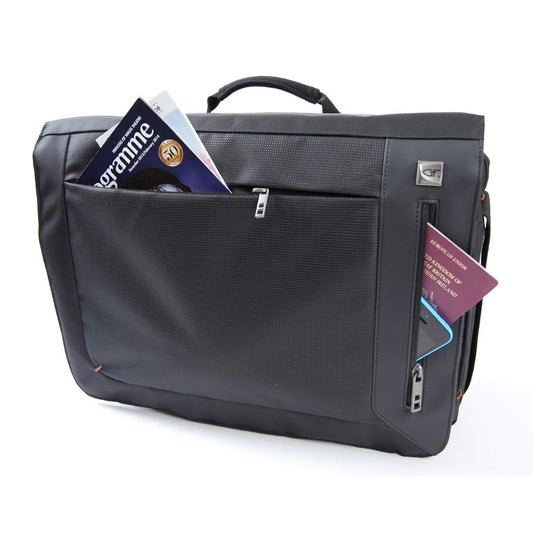 Gino Ferrari Laptop Bag 16In Agon Titanium Tablet Padded Multiple Exterior & Interior Pockets - Black