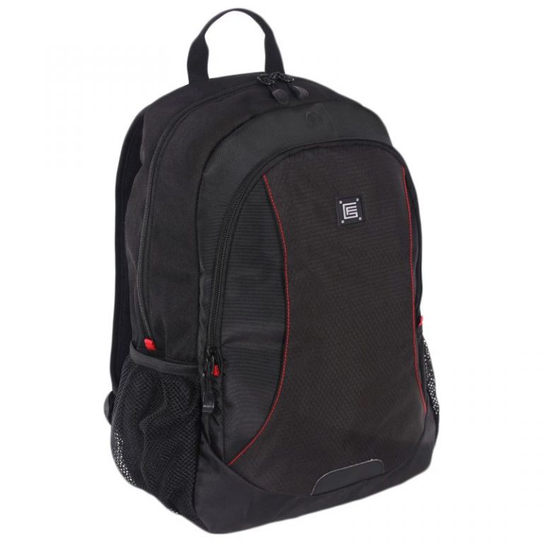 Gino Ferrari Backpack 16In Eros 2x Mesh Water Bottle Holders Adjustable Shoulder Straps Air Flow Padding - Black