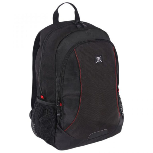 Gino Ferrari Backpack 16In Eros 2x Mesh Water Bottle Holders Adjustable Shoulder Straps Air Flow Padding - Black