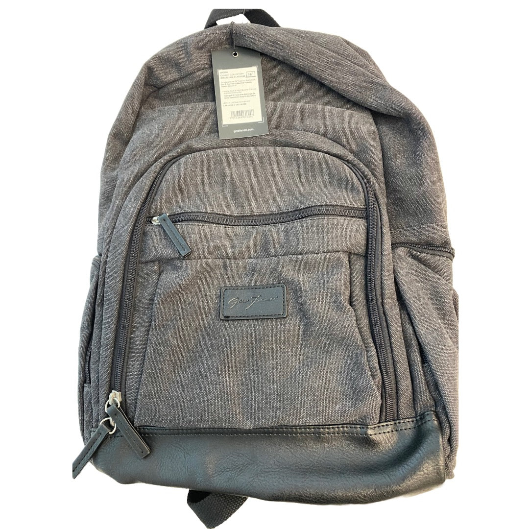 Gino Ferrari Backpack 16In Tundra Multiple Pockets & Book Storage Grey Canvas