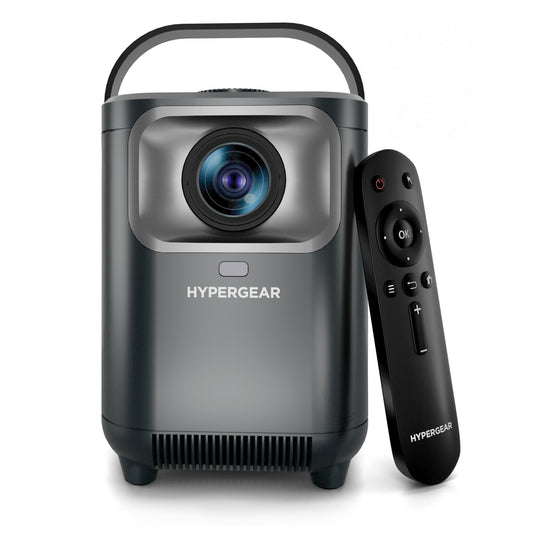 HyperGear Portable Projector Mini Bluetooth Cinemini Stream Popular apps Built in 5W Speaker Remote Control Connect Phone or Laptop 720p