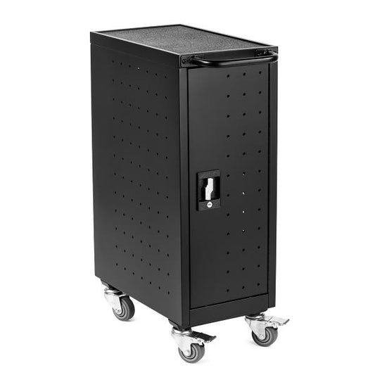 Luxor Charging Cart Steel 16 Tablets Chromebooks Rolling Includes 16 Port Power Strip Locking with Casters - Black