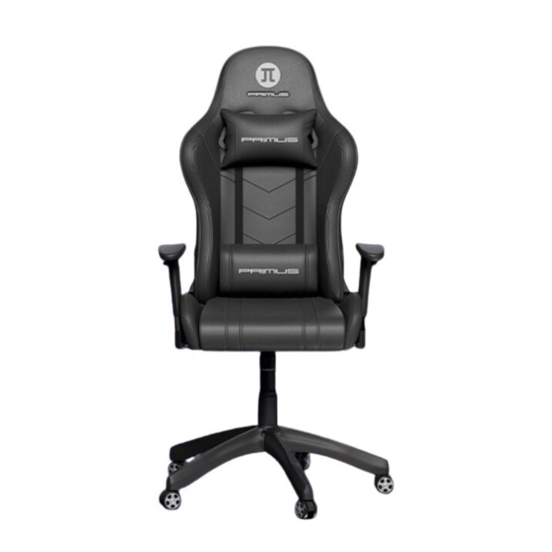 Primus Gaming Chair Thronos 100T BLACK Sleek Design 2D Adjustable Armrests Lumbar Pillow Seat Tilt Contour Side Wings Max Weight 308Lbs