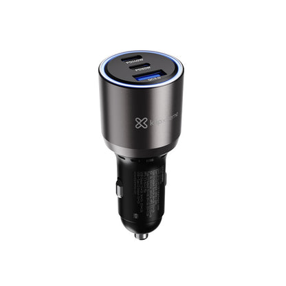 Klipxtreme Klipxtreme Car Charger 3 Port 140W 2x USB-C PD (140W & 30W) 1x USB-A 3.0 (18W) LED Ring Light Indicator - Black