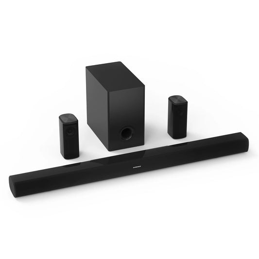 HyperGear Home Theatre Surround Sound System 5.1 Bluetooth 90W - Sound Bar / Speakers / Subwoofer Optimized for 4K & 8K TVs Cinematic Sound with Remote