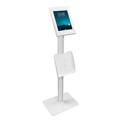 Mount-It!  Tablet Floor Stand Kiosk with Document Holder Fits iPads up to 11In Rotating & Tilting Head Lockable Enclosure Heavy Duty Stand