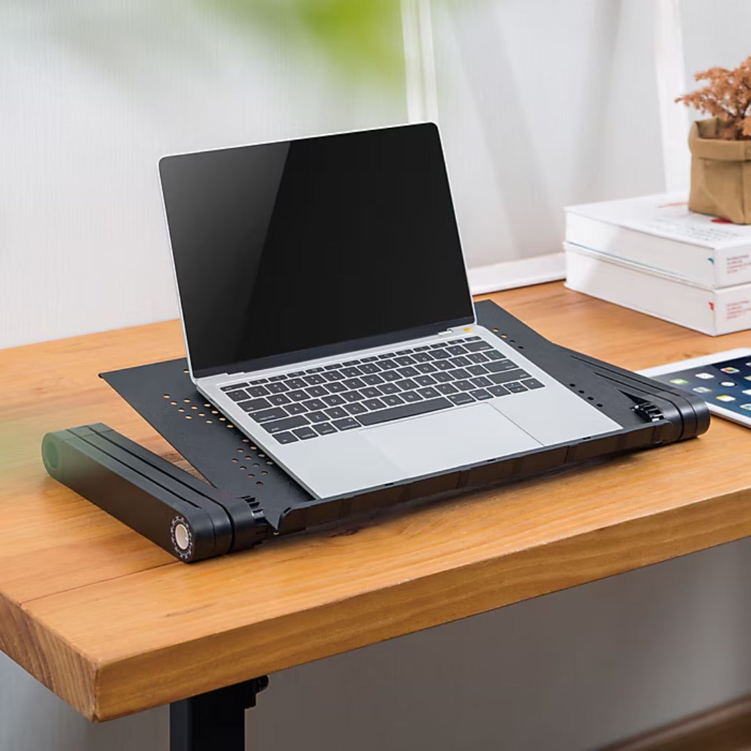 Mount-It! Laptop Riser / Stand Tilting Vented Aluminum up to 33Lbs Ergonomic - Tray Measures 16.5In x 10.6In - Black