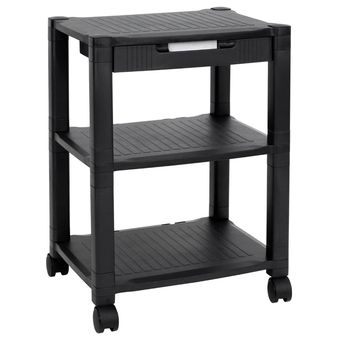 Mount-It! Printer Cart Height Adjustable Rolling with Casters 3 Shelves Max 22lbs per Shelf (17.2 x 13.25In) 24In Tall - Black