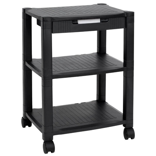 Mount-It! Printer Cart Height Adjustable Rolling with Casters 3 Shelves Max 22lbs per Shelf (17.2 x 13.25In) 24In Tall - Black