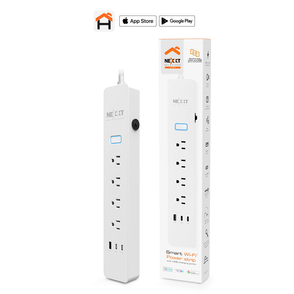 Nexxt Nexxt Smart Home Surge Protector 800 Joules with 4 AC Outlets 2x USB-C 1x USB-A Ports Google/Alexa/Siri Voice Controls