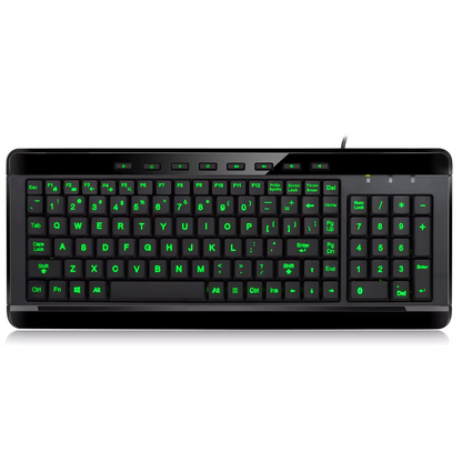 Adesso Adesso Keyboard Wired 2x Large Print Multimedia 3 Color Illuminated Backlight PC - Black (SKU: 54261) – Image 3