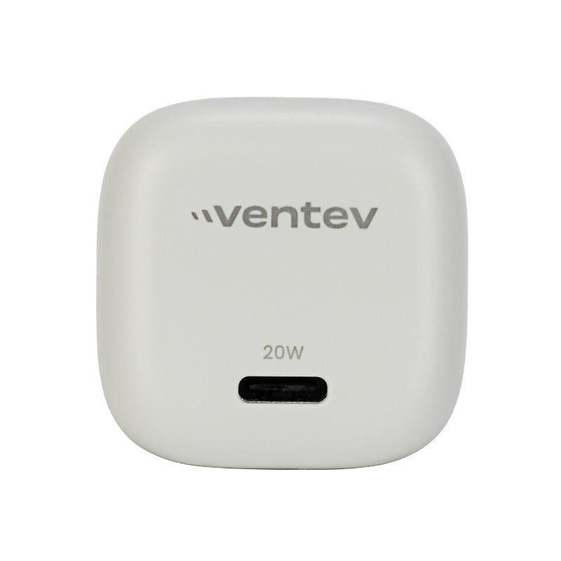 Ventev Ventev Wall Charger 1 Port 20W USB-C - White & Grey with USB-C to USB-C Cable 3.3ft - Box - White (SKU: 54377)