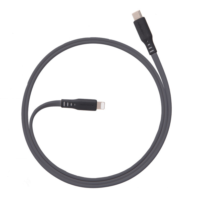 Ventev Ventev Charge & Sync Lightning MFI to USB-C Cable 3.3ft Flat - Box - Gray (SKU: 54378) – Image 2