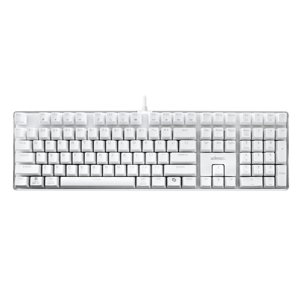 Adesso Adesso Multi OS Illuminated Desktop Mechanical Keyboard with Copilot key (White) (SKU: 54421) – Image 5