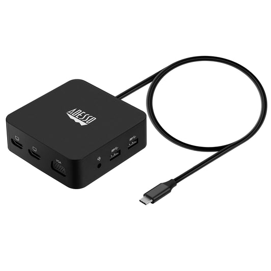 Adesso Adesso 10-IN-1 USB-C Multiport Docking Station Supports Dual HDMI, VGA Port, USB 3.0, PD,RJ45, TF, SD Cards, includes