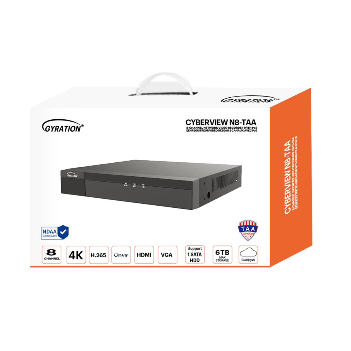 Gyration Gyration Network Video Recorder (NVR) CYBERVIEW N8-TAA with PoE 8-Channel Input - TAA Compliant (SKU: 54537)