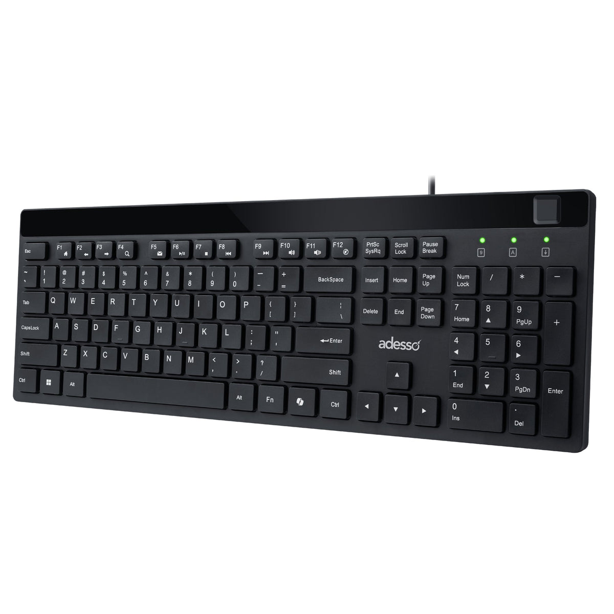 Adesso Adesso Desktop Keyboard AKB-140FB USB-A and USB-C adaptor with Fingerprint Reader (SKU: 54573)