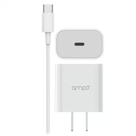 nan AMPD Volt Plus 2in1 USB-C 3A Wall Head with USB-C to USB-C Cable - White (SKU: 54725) – Image 2