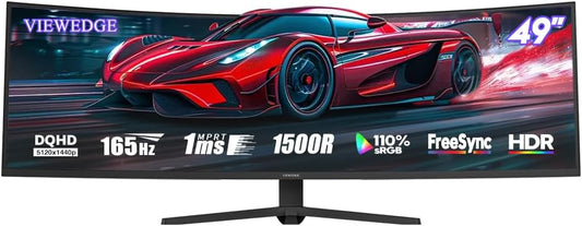Viewedge Viewedge Gaming Monitor 49in Curved Ultrawide 5K (5120x1440p) up to 165hz VA panel with contrast ratio of Millions