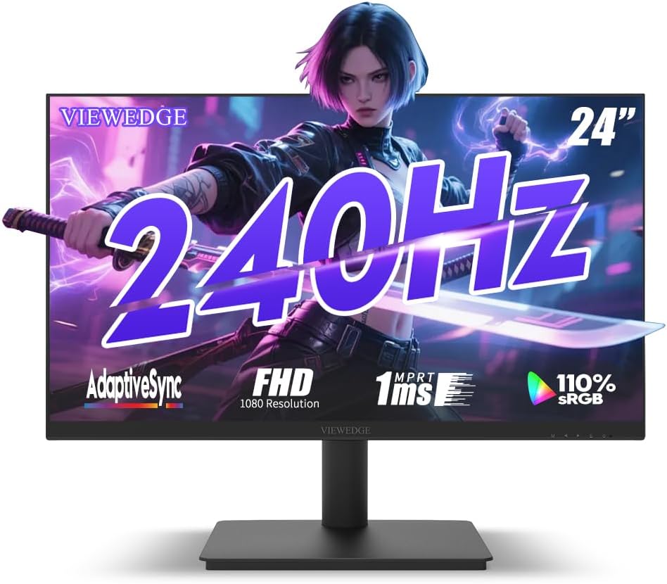 Viewedge Viewedge Gaming Monitor 24in FHD (1920x1080p) up to 240hz VA panel with contrast ratio of Millions : 1, 178-degree