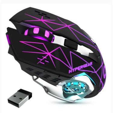 HyperGear Gaming Mouse Wireless 2.4Ghz Chromium 6 Button 1600dpi 7 Colour LED PC/Mac - Black
